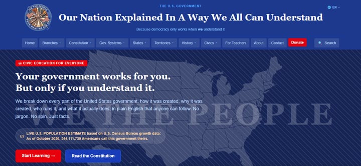 US Government Explained website homepage